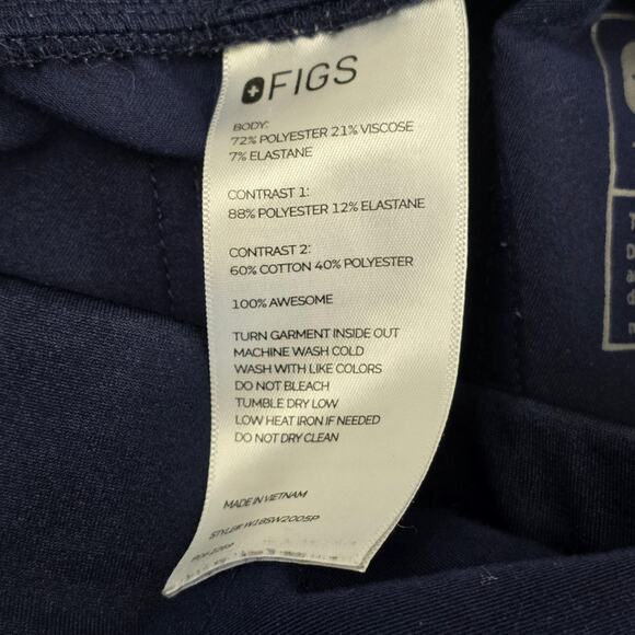 FIGS Scrub Set Womens Small Navy Blue V-Neck Top Jogger Pants Technical Pockets - Picture 16 of 16